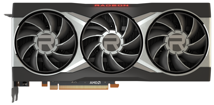 Nahaufnahme der RX 6900 XT-Grafikkarte auf weißem Hintergrund