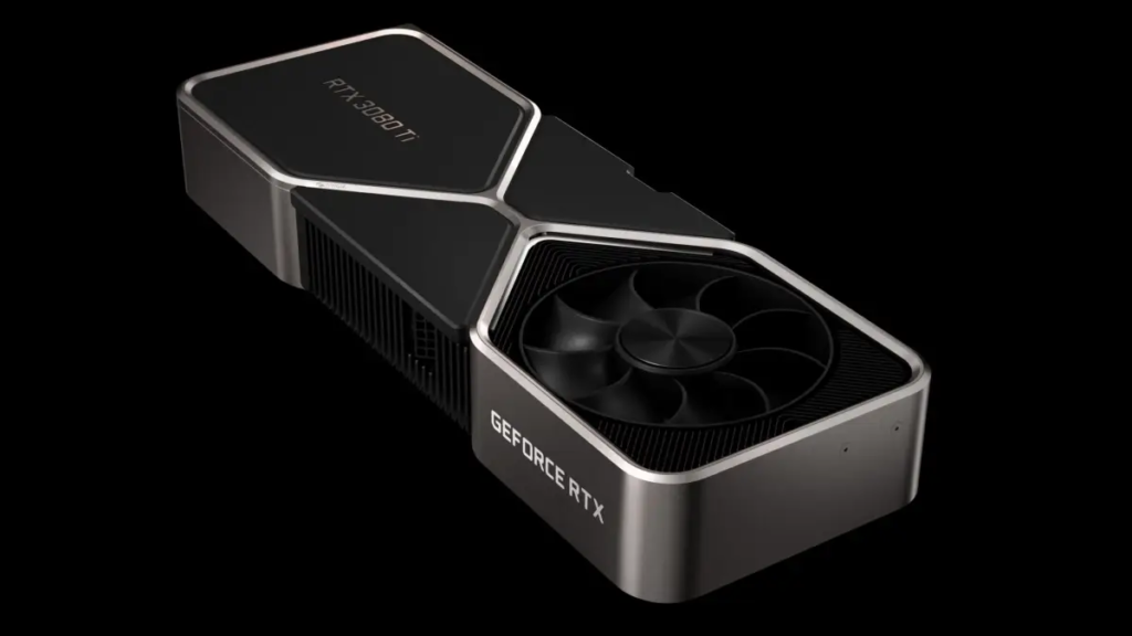 Bild der von AMD in einer Präsentation bereitgestellten RTX 3080 Ti-Grafikkarte